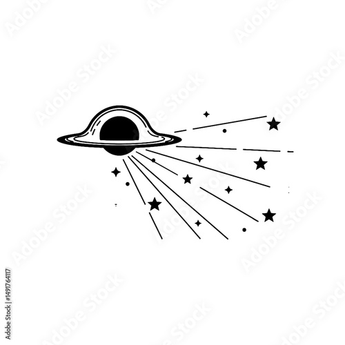 Pixel Art Spacecraft Taking Off With Stars