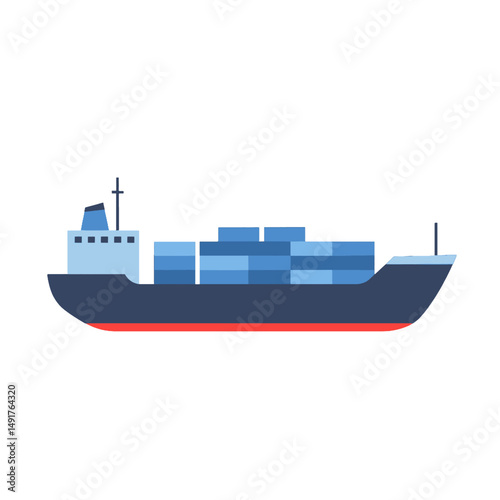 Pixel Art Cargo Ship Illustration