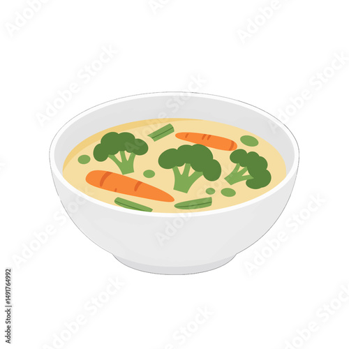 Creamy Vegetable Soup In White Bowl
