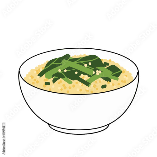 Simple Bowl Of Spinach And Rice Dish