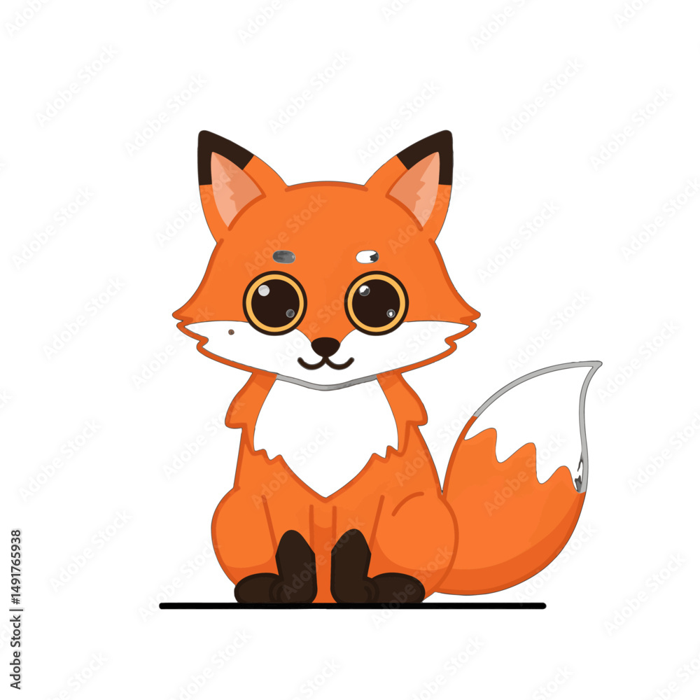 Fototapeta premium Cute Cartoon Fox Illustration