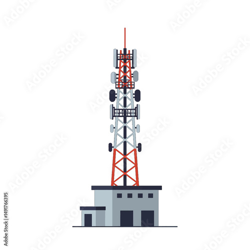 Pixel Art Communication Tower Illustration