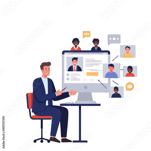 Businessman In Online Video Conference