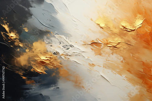 Metallic grainy texture with glossy brush strokes, gold and silver foil effect, luxury style. 