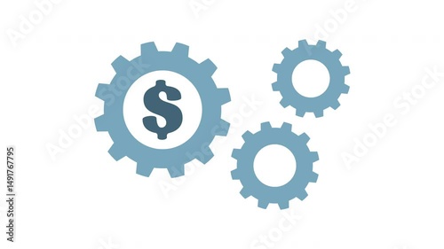 Money Gear Icon Animation Looping Concept of Finance and Business