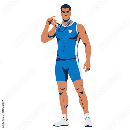 Pixelated Athlete With Bronze Medal