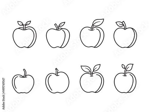 apple fruit contour line art clean artwork