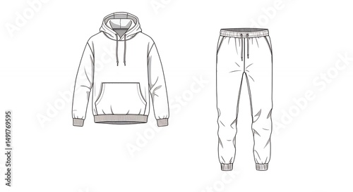 Clothing design hoodie and sweatpants illustration