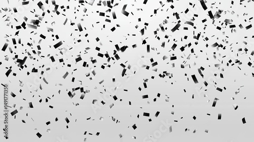 Black confetti falling on a light gray background