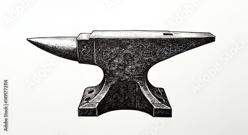 Detailed black and white anvil illustration