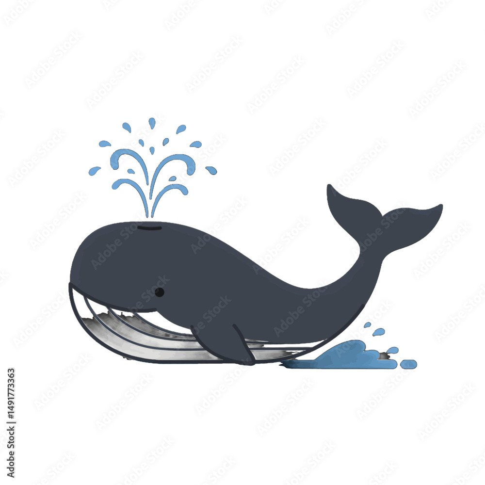 Obraz premium Cartoon Whale Spouting Water