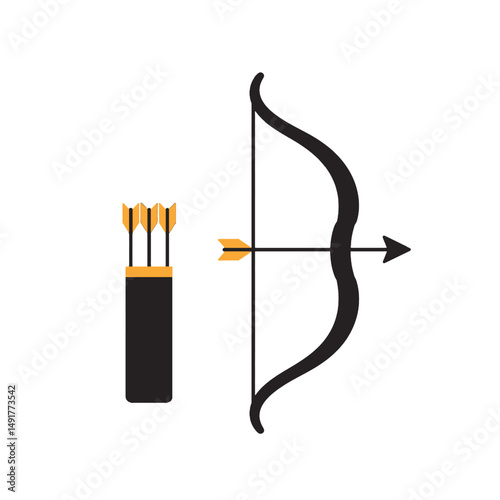 Simple Archery Illustration With Bow And Quiver