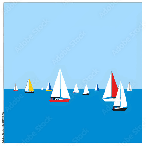 Pixel Art Sailing Boats On The Ocean