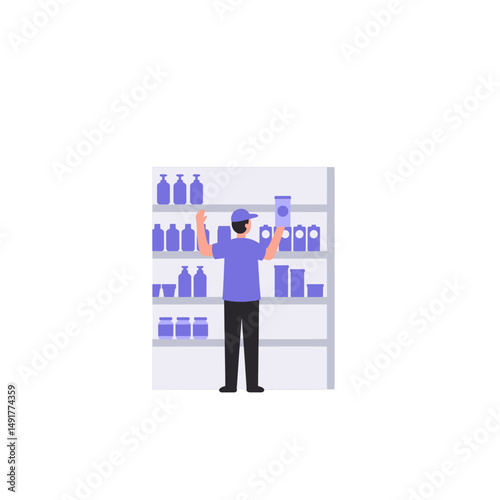 Person Shopping In Grocery Store Illustration