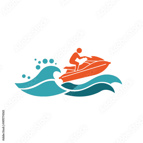 Jet Ski On Waves Illustration Graphic