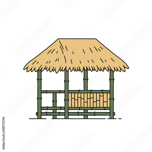 Simple Thatched Bamboo Hut Illustration