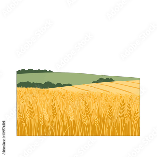 Golden Wheat Field Landscape Illustration