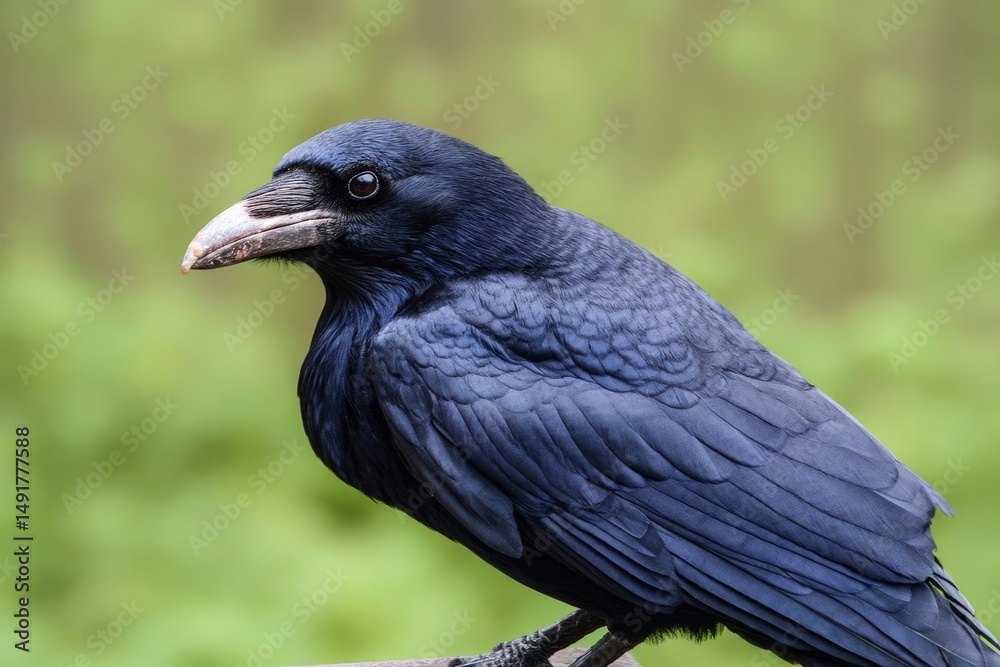Obraz premium Crow Perching Detailed Close-up in Natural Setting