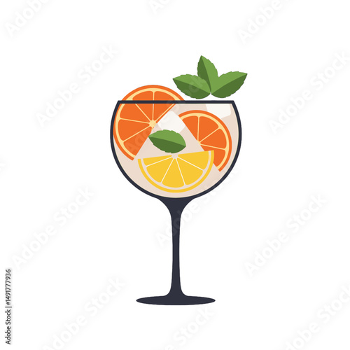 Pixel Art Cocktail Glass With Orange And Lemon Slices