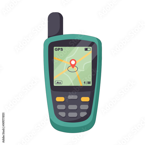Green Portable Gps Device With Map Display