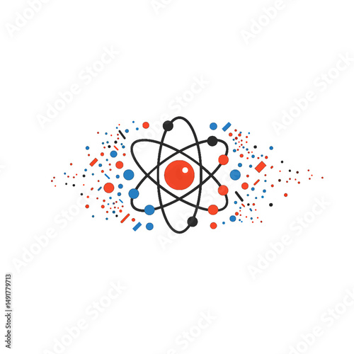 Abstract Colorful Atomic Structure Illustration