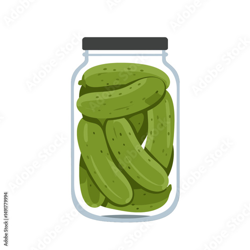 Pickled Cucumbers In Glass Jar