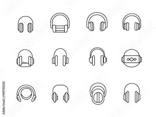 simple elegant audio line art vector for graphic design