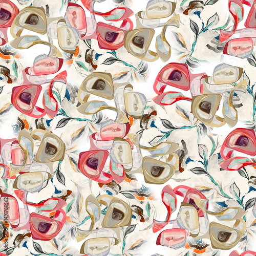 Fototapeta Naklejka Na Ścianę i Meble -  seamless pattern with watercolour flower