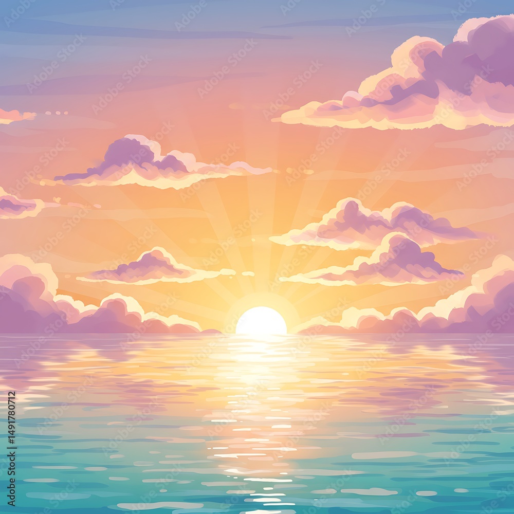 Fototapeta premium Sunset Seascape: Painted Light