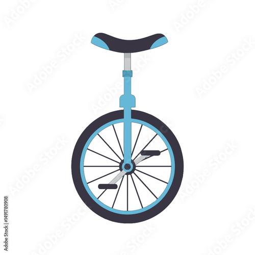 Blue Unicycle Illustration On White Background