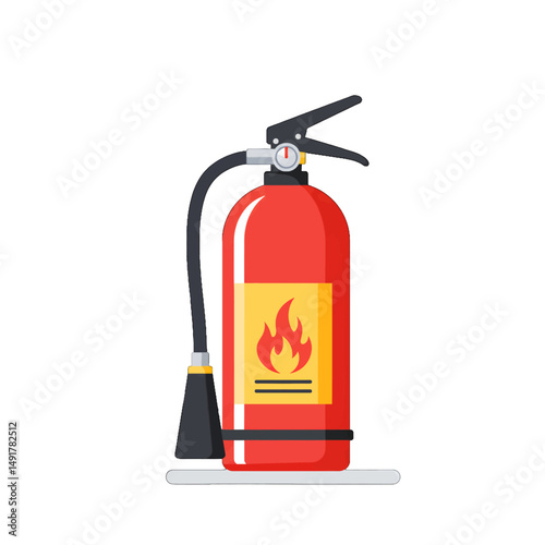 Flat Illustration Of A Red Fire Extinguisher