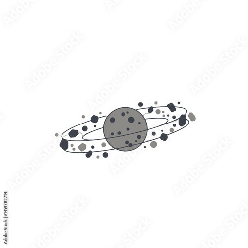 Gray Planet With Debris Rings Illustration