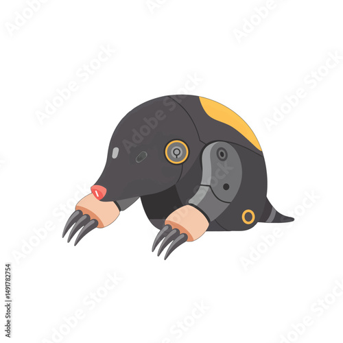 Pixelated Robotic Mole Illustration