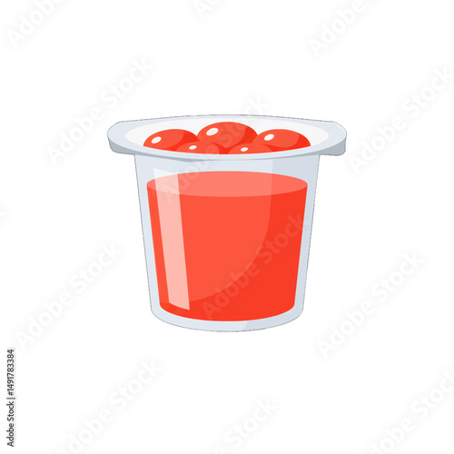 Red Fruit Juice In Transparent Plastic Cup
