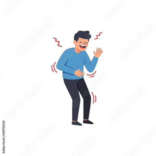 Pixel Art Man Laughing With Stomach Ache Illustration