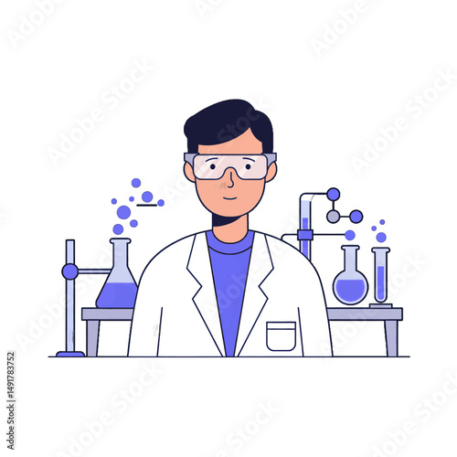 Smiling Scientist Character In A Lab Setting