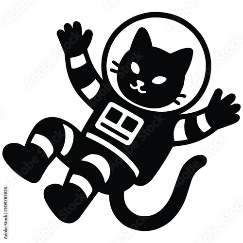 The Floating Astronaut Cat Silhouette Generative AI