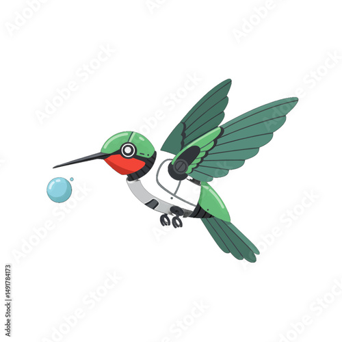 Colorful Pixel Art Hummingbird In Flight