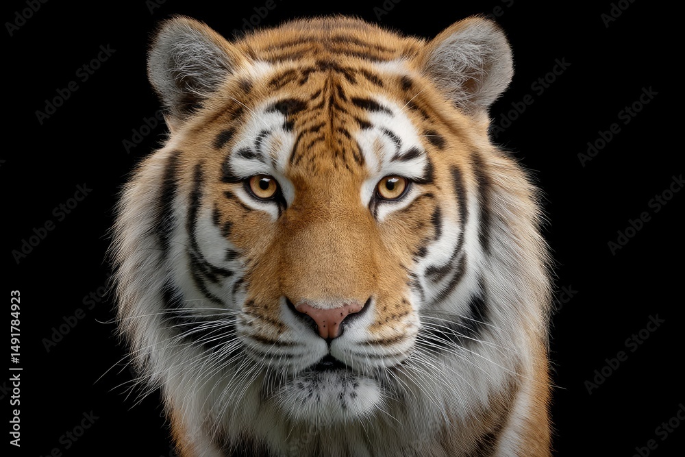 Fototapeta premium Tiger Portrait Staring Directly with Striking Fur Detail