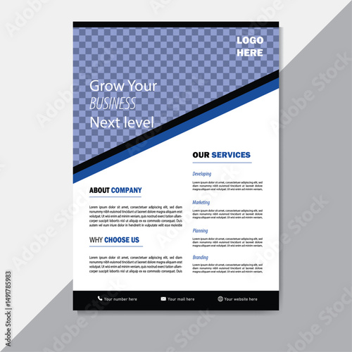 Creative professional flyer design template color black and white.
