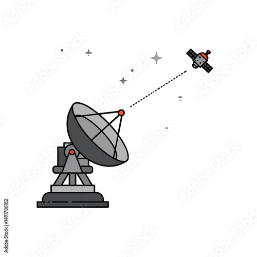 Satellite Communication Dish Antenna Illustration