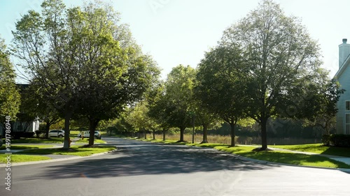 Wallpaper Mural Beautiful trees line in suburb area near the lake and homes. Steady camera shoot. Torontodigital.ca