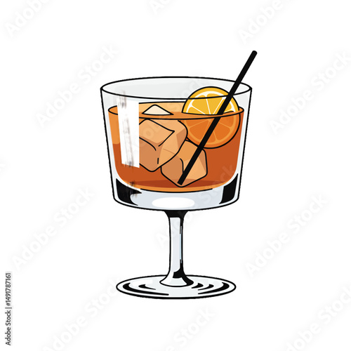 Pixel Art Old Fashioned Cocktail