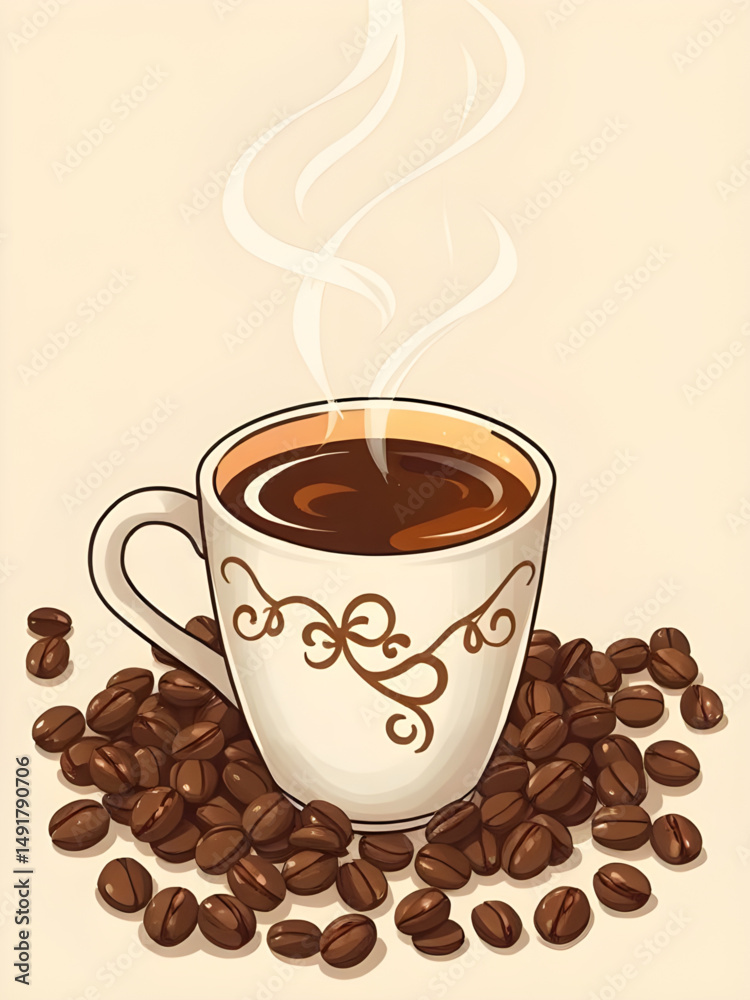 Obraz premium coffee cup cartoon