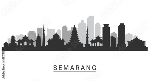 Semarang Skyline with Indonesia Cityscape Vector.