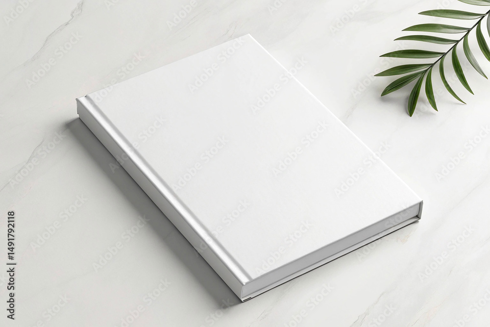 Fototapeta premium White Book Mockup with Natural Element