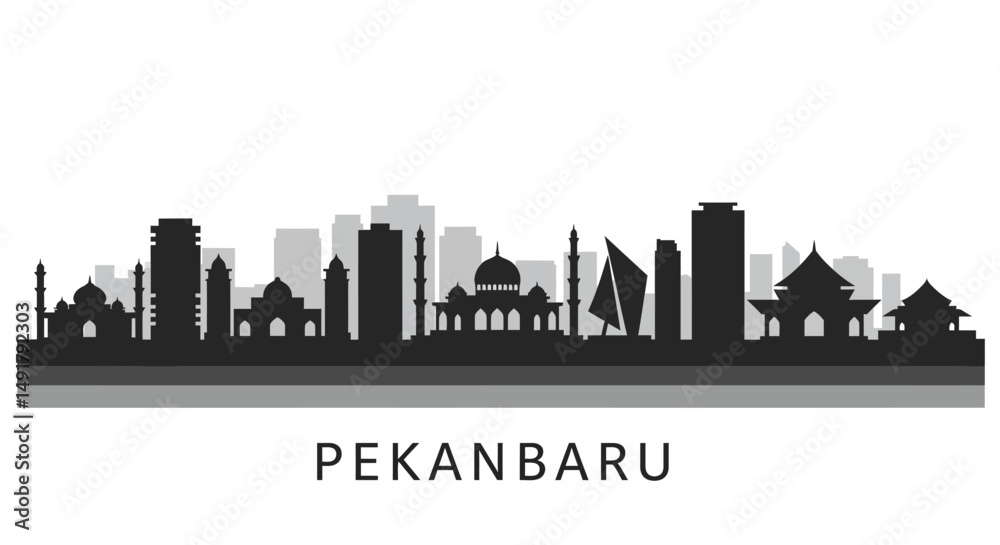 Fototapeta premium Pekanbaru City Skyline Silhouette. (1)