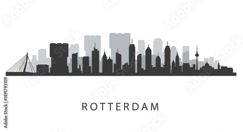 Rotterdam Skyline with Netherlands Cityscape Silhouette. (1)