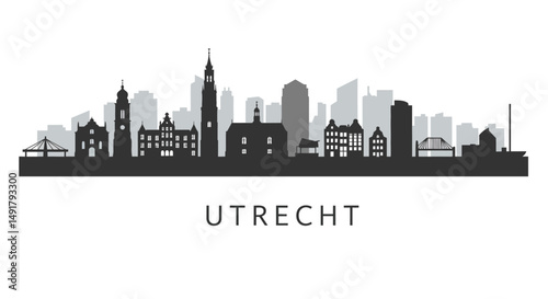 Utrecht Skyline with Netherlands Cityscape, and Vector Illustration. (1)