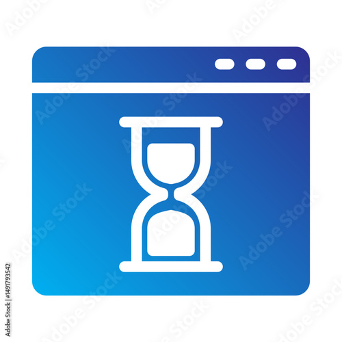 Webpage with hourglass icon representing loading or delay